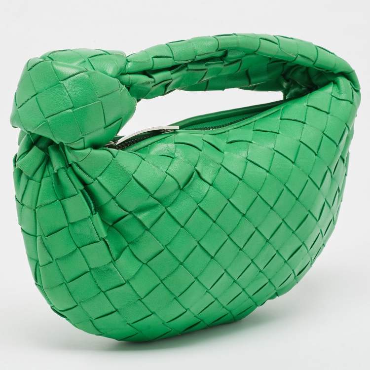 Pre Owned Bottega Veneta Green Intrecciato Leather Mini Jodie Hobo