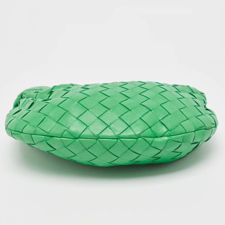 Pre Owned Bottega Veneta Green Intrecciato Leather Mini Jodie Hobo