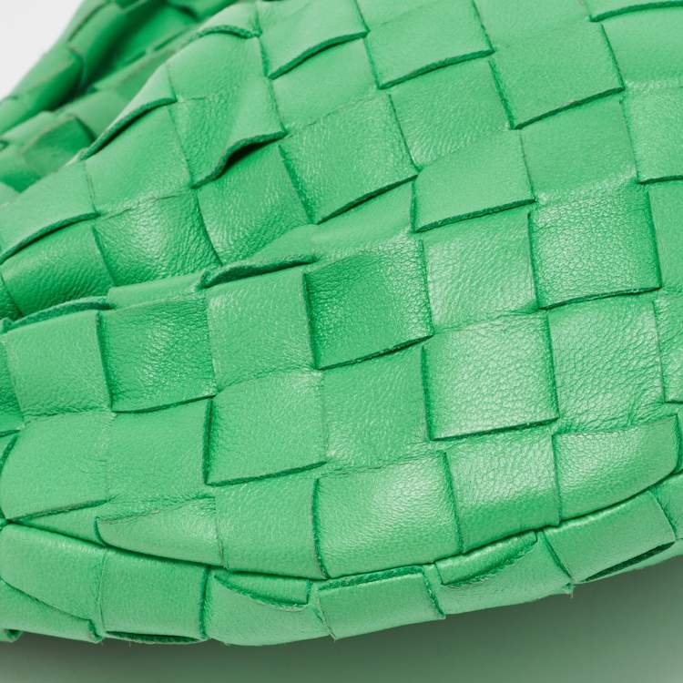 Pre Owned Bottega Veneta Green Intrecciato Leather Mini Jodie Hobo