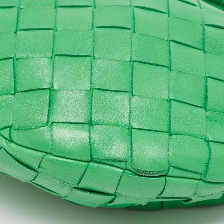 Pre Owned Bottega Veneta Green Intrecciato Leather Mini Jodie Hobo