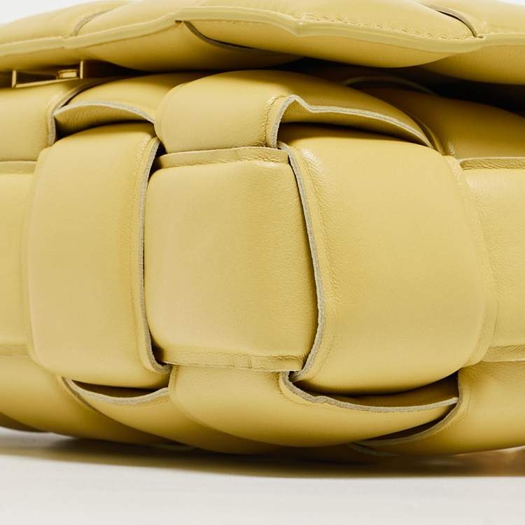 Pre Owned Bottega Veneta Yellow Padded Leather Chain Cassette Shoulder Bag