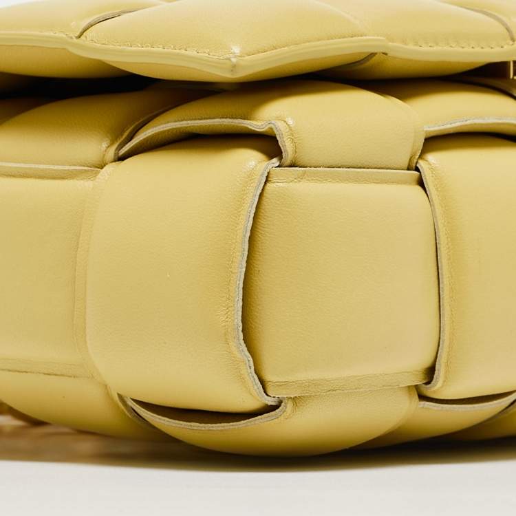 Pre Owned Bottega Veneta Yellow Padded Leather Chain Cassette Shoulder Bag