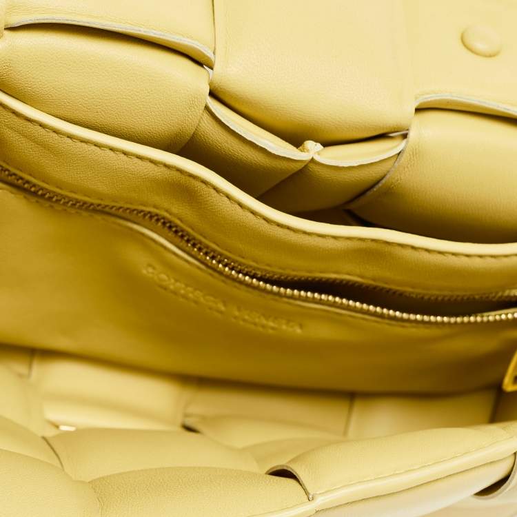 Pre Owned Bottega Veneta Yellow Padded Leather Chain Cassette Shoulder Bag
