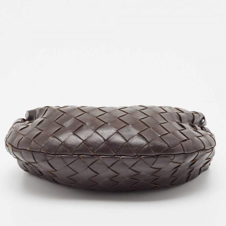 Pre Owned Bottega Veneta Dark Brown Leather Intrecciato Mini Jodie Top Handle Bag