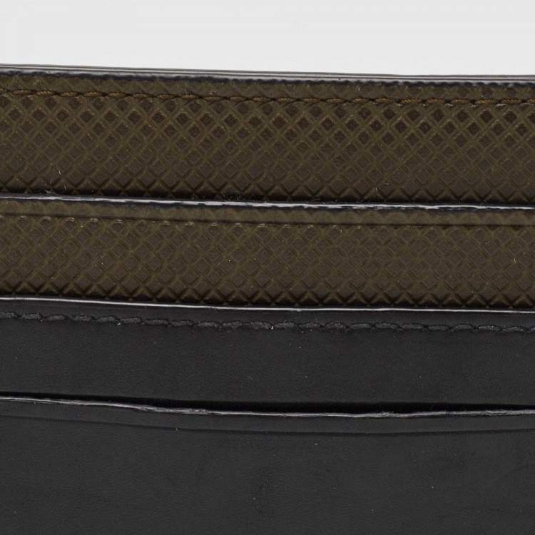 Pre Owned Bottega Veneta Black/Olive Green Leather Card Holder
