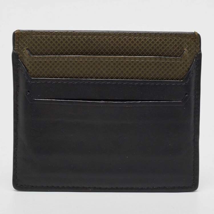 Pre Owned Bottega Veneta Black/Olive Green Leather Card Holder