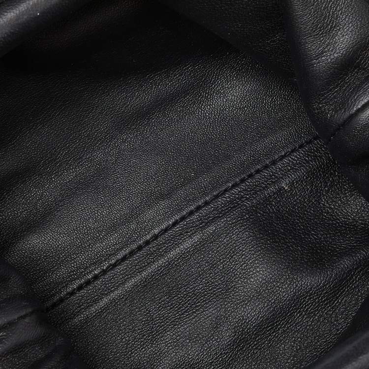 Pre Owned Bottega Veneta Black Intrecciato Leather Mini The Pouch Bag