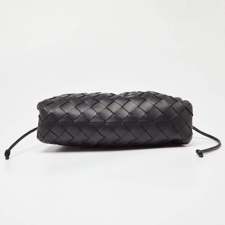 Pre Owned Bottega Veneta Black Intrecciato Leather Mini The Pouch Bag