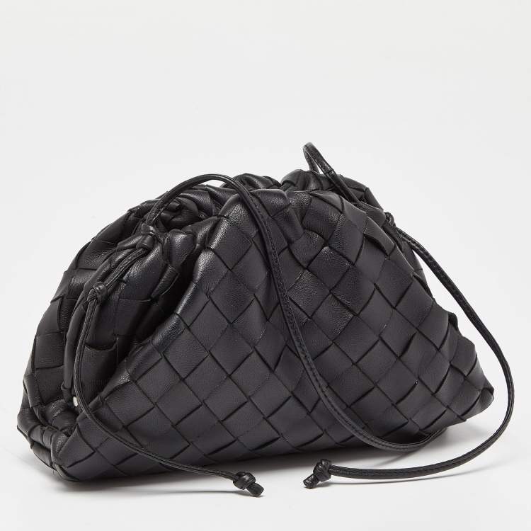 Pre Owned Bottega Veneta Black Intrecciato Leather Mini The Pouch Bag