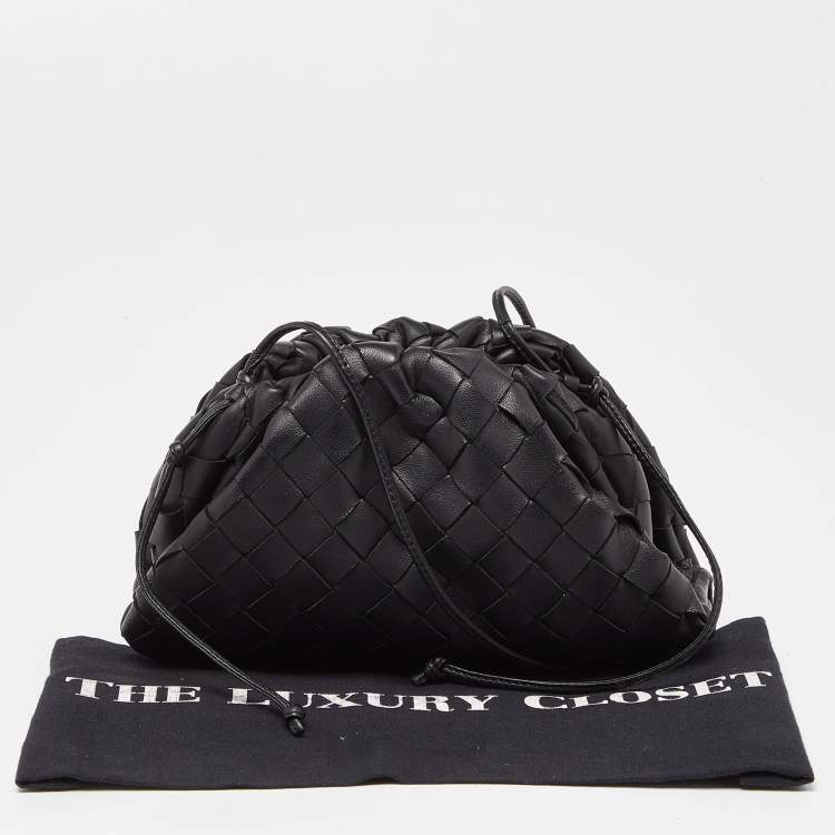 Pre Owned Bottega Veneta Black Intrecciato Leather Mini The Pouch Bag