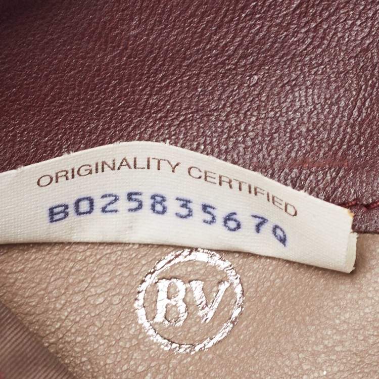 Pre Owned Bottega Veneta Burgundy Intrecciato Leather and Velvet Zip Around Wallet