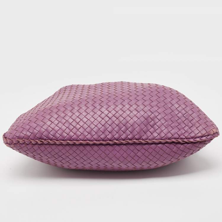 Pre Owned Bottega Veneta Purple Intrecciato Leather Large Veneta Hobo