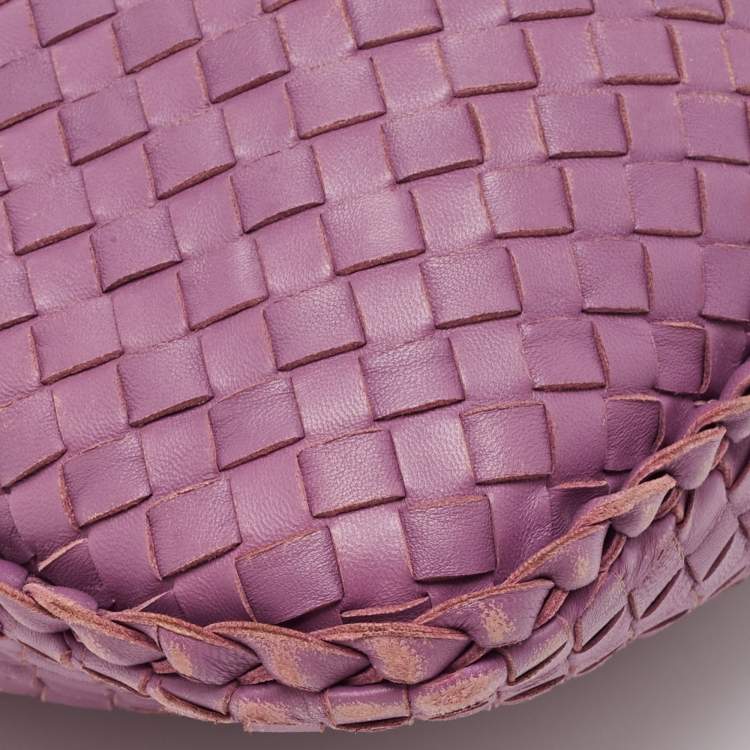 Pre Owned Bottega Veneta Purple Intrecciato Leather Large Veneta Hobo