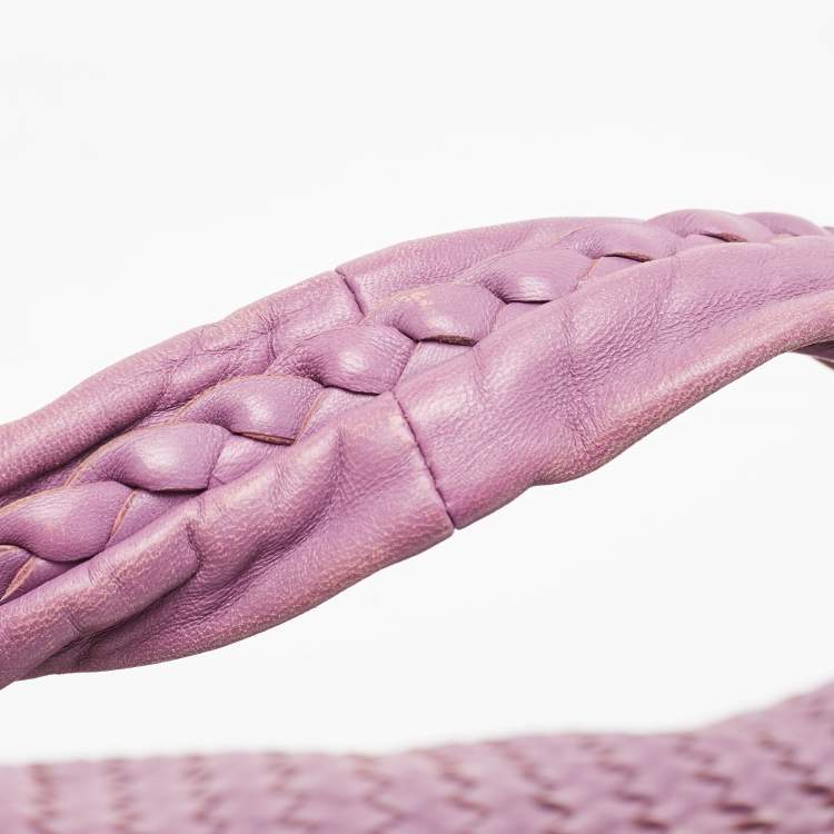 Pre Owned Bottega Veneta Purple Intrecciato Leather Large Veneta Hobo