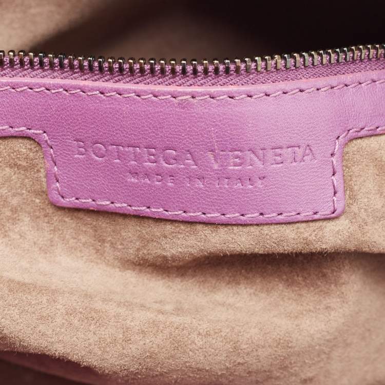 Pre Owned Bottega Veneta Purple Intrecciato Leather Large Veneta Hobo
