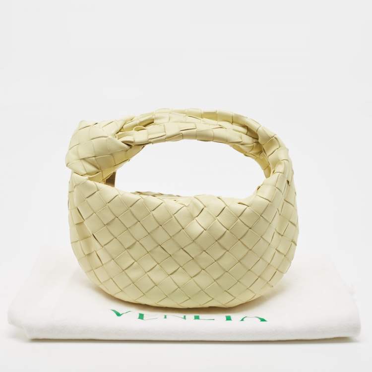 Pre Owned Bottega Veneta Light Yellow Intrecciato Leather Mini Jodie Hobo