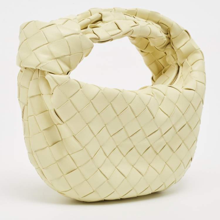Pre Owned Bottega Veneta Light Yellow Intrecciato Leather Mini Jodie Hobo