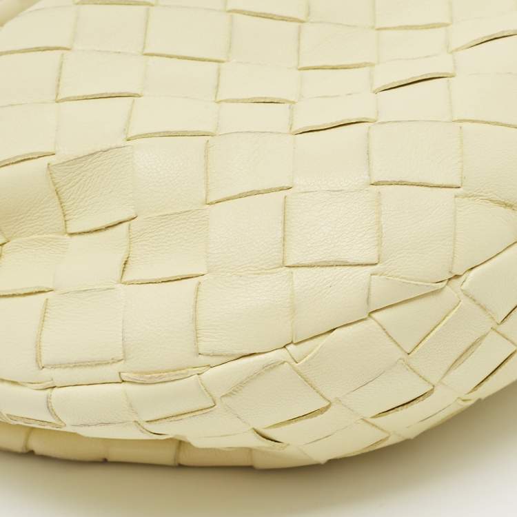 Pre Owned Bottega Veneta Light Yellow Intrecciato Leather Mini Jodie Hobo