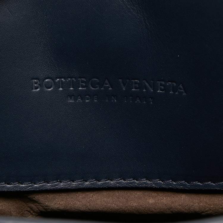 Pre Owned Bottega Veneta Blue Intrecciato Leather Small Roma Tote