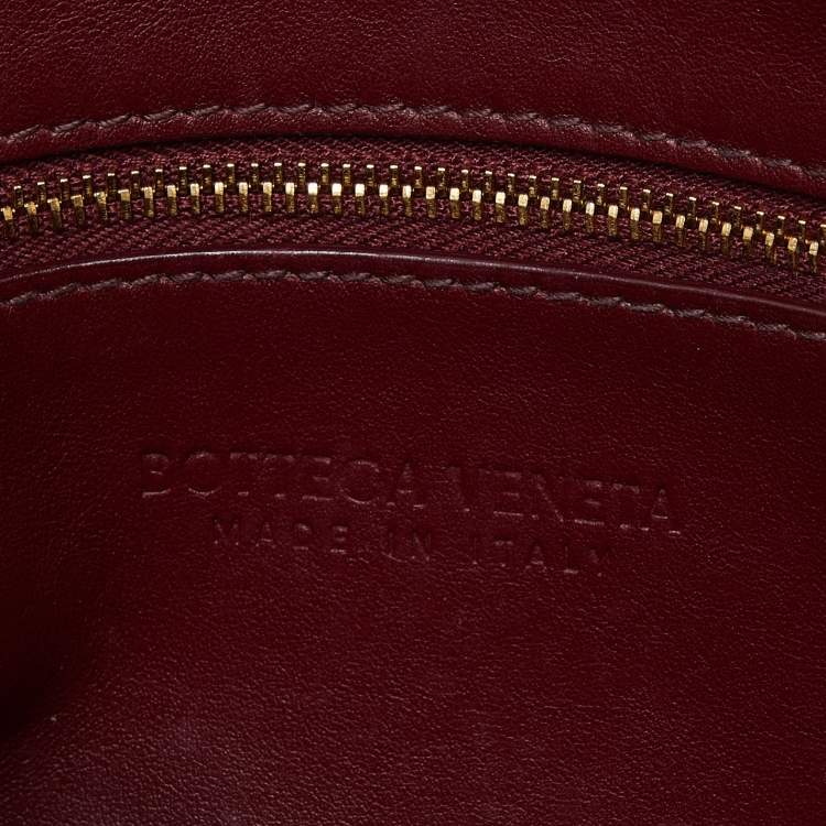 Pre Owned Bottega Veneta Burgundy Intrecciato Leather Nodini Shoulder Bag