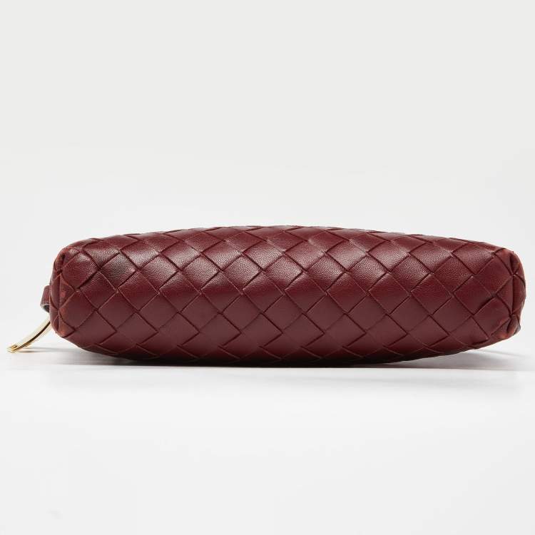 Pre Owned Bottega Veneta Burgundy Intrecciato Leather Nodini Shoulder Bag