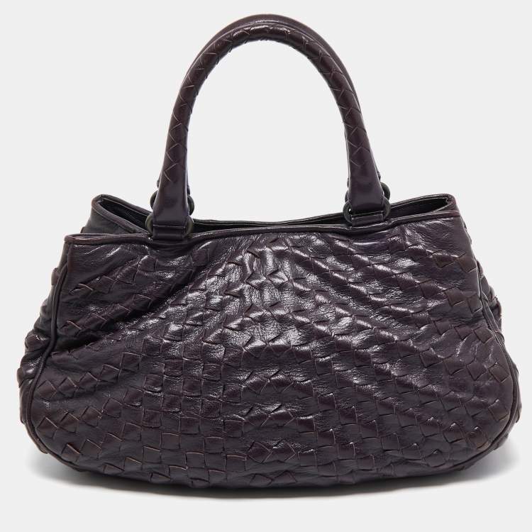 Pre Owned  Bottega Veneta Purple Intrecciato Leather Tote