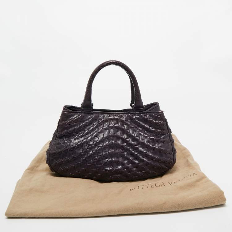 Pre Owned  Bottega Veneta Purple Intrecciato Leather Tote