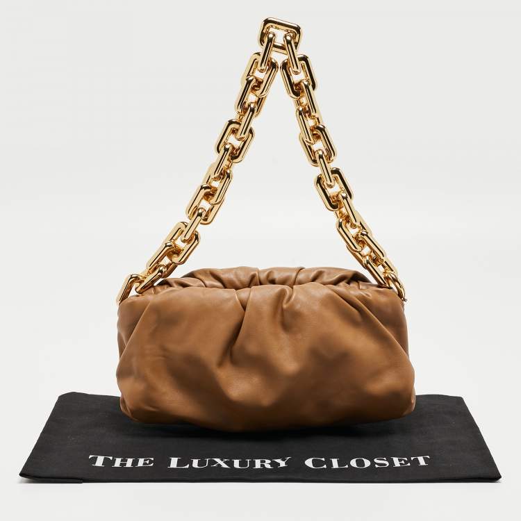 Pre Owned Bottega Veneta Brown Leather The Chain Pouch Bag