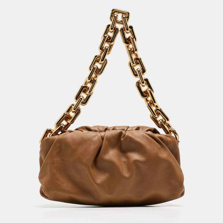 Pre Owned Bottega Veneta Brown Leather The Chain Pouch Bag
