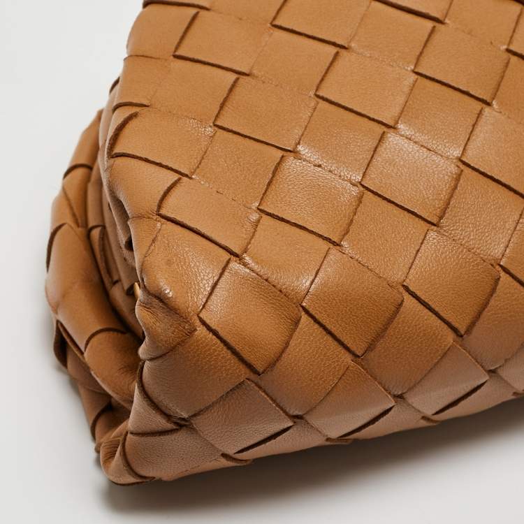 Pre Owned Bottega Veneta Brown Intrecciato Leather Mini The Pouch Bag