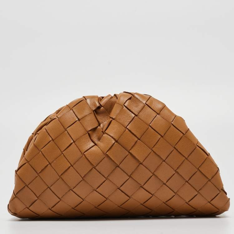 Pre Owned Bottega Veneta Brown Intrecciato Leather Mini The Pouch Bag