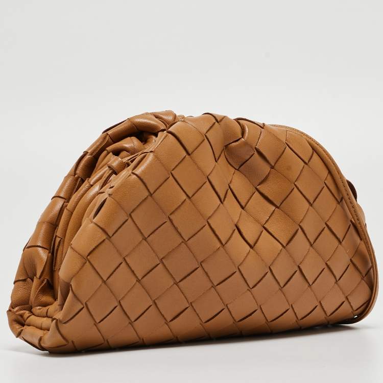 Pre Owned Bottega Veneta Brown Intrecciato Leather Mini The Pouch Bag