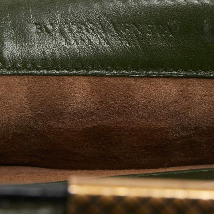 Pre Owned Bottega Veneta Green Intrecciato Leather Top Handle Bag