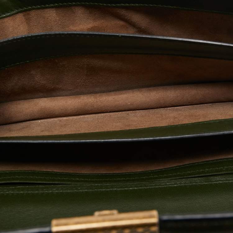 Pre Owned Bottega Veneta Green Intrecciato Leather Top Handle Bag
