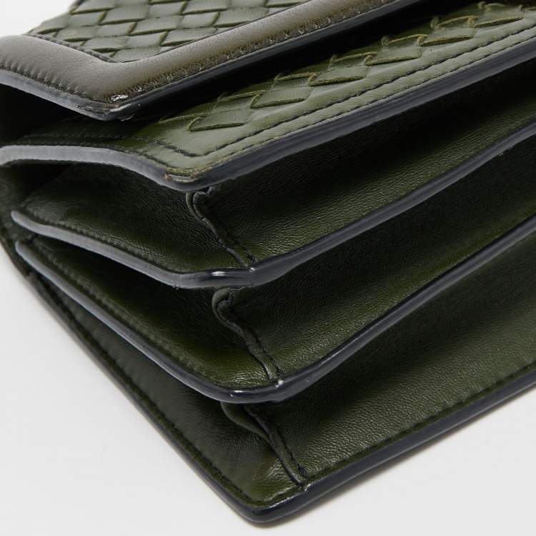 Pre Owned Bottega Veneta Green Intrecciato Leather Top Handle Bag