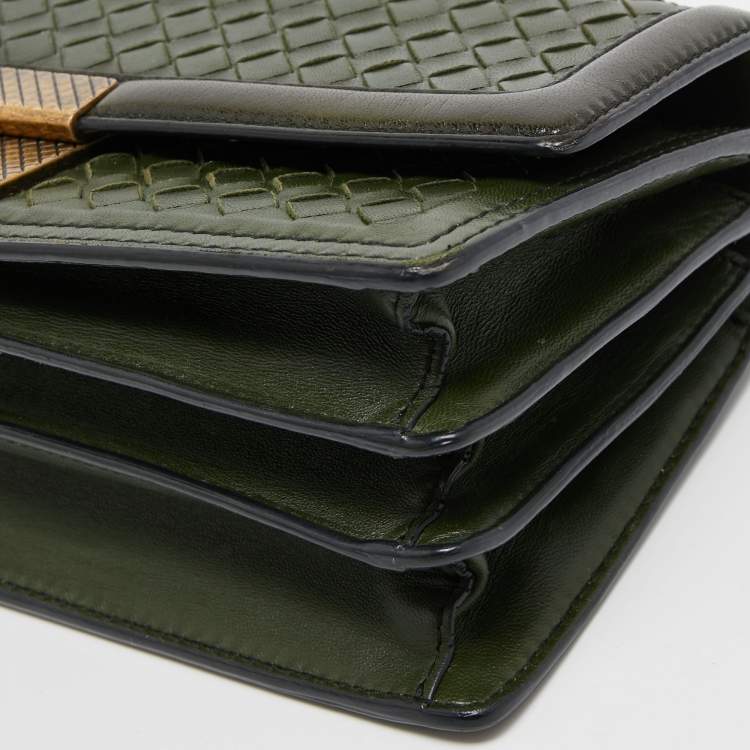 Pre Owned Bottega Veneta Green Intrecciato Leather Top Handle Bag