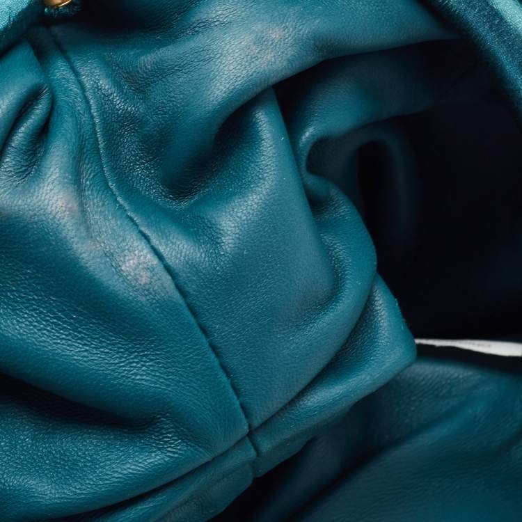 Pre Owned Bottega Veneta Metallic Green Leather Mini Pouch Clutch