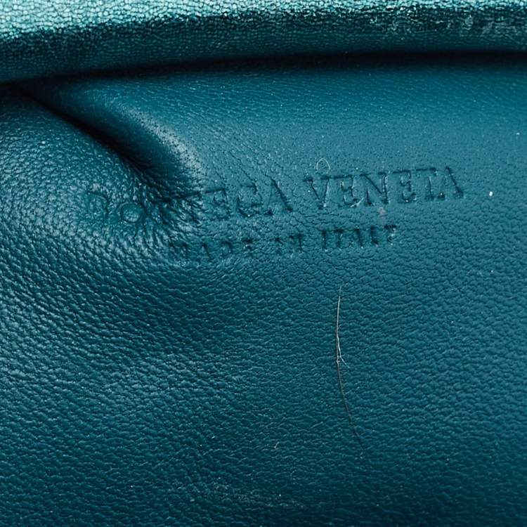 Pre Owned Bottega Veneta Metallic Green Leather Mini Pouch Clutch