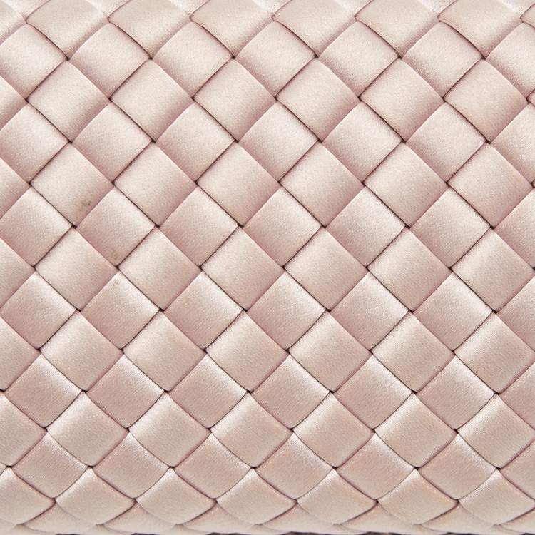 Pre Owned Bottega Veneta Lilac Intrecciato Satin and Watersnake Leather Knot Long Clutch