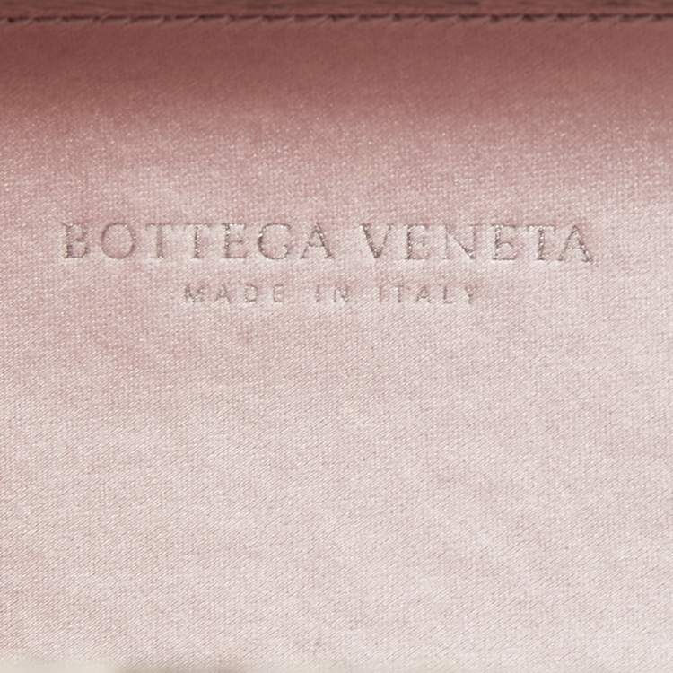 Pre Owned Bottega Veneta Lilac Intrecciato Satin and Watersnake Leather Knot Long Clutch