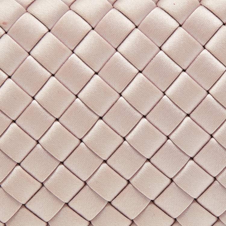 Pre Owned Bottega Veneta Lilac Intrecciato Satin and Watersnake Leather Knot Long Clutch