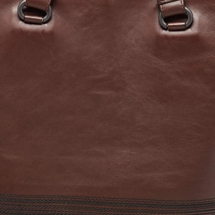 Pre Owned Bottega Veneta Brown/Black Intrecciato Leather Tote