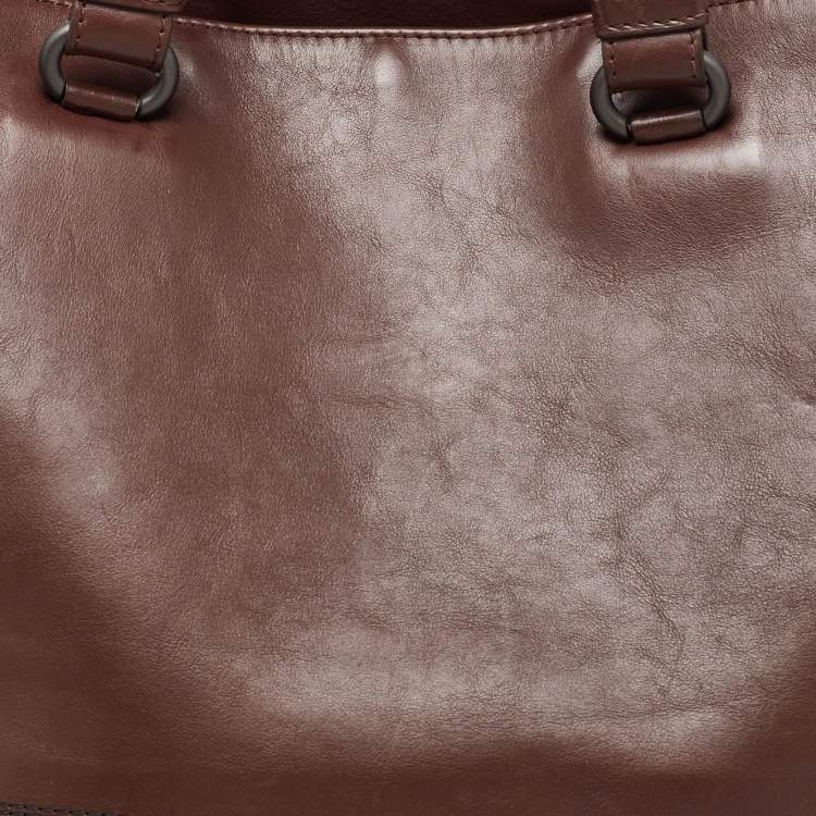 Pre Owned Bottega Veneta Brown/Black Intrecciato Leather Tote