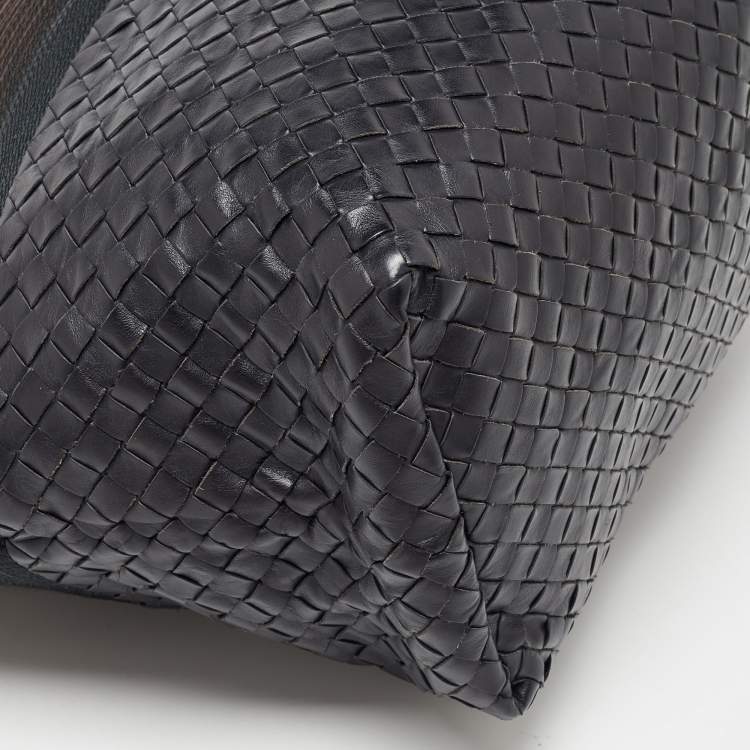 Pre Owned Bottega Veneta Brown/Black Intrecciato Leather Tote
