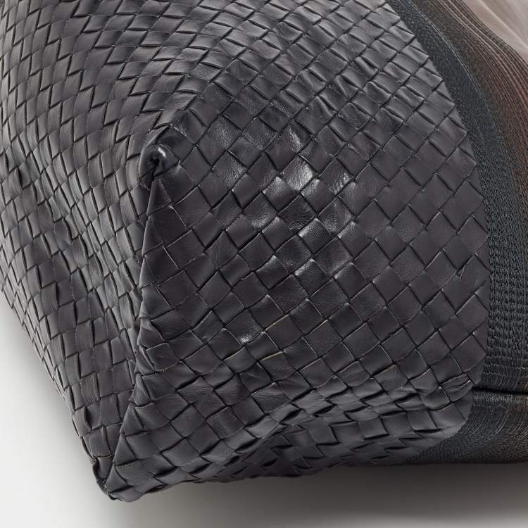 Pre Owned Bottega Veneta Brown/Black Intrecciato Leather Tote