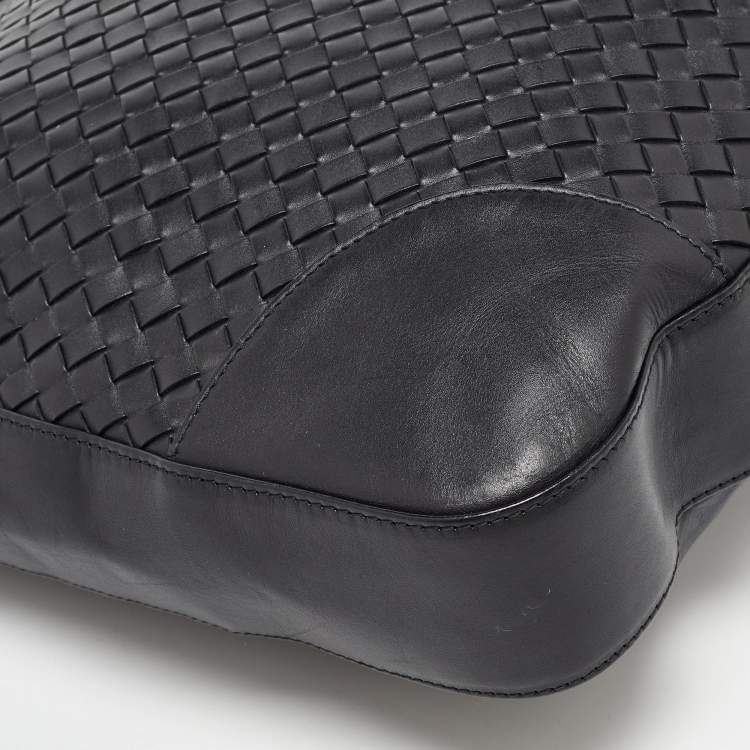 Pre Owned Bottega Veneta Black Intrecciato Leather Shopper Tote