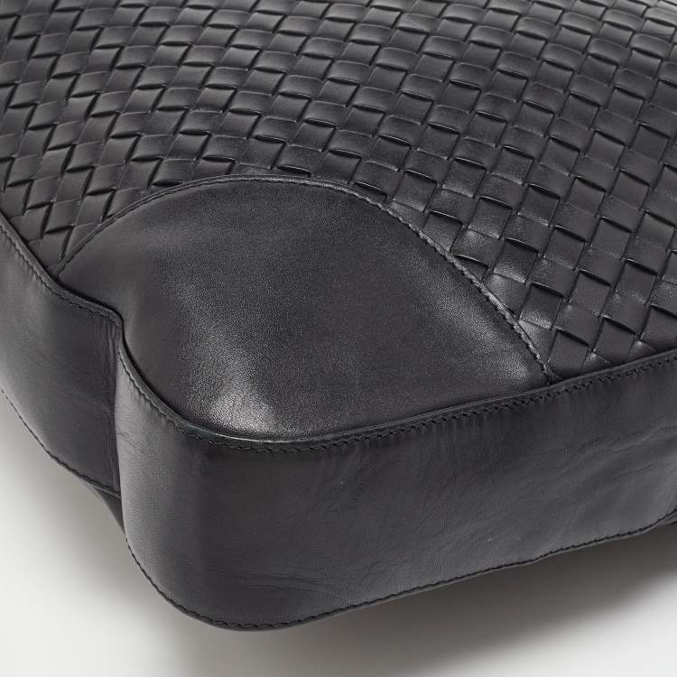 Pre Owned Bottega Veneta Black Intrecciato Leather Shopper Tote