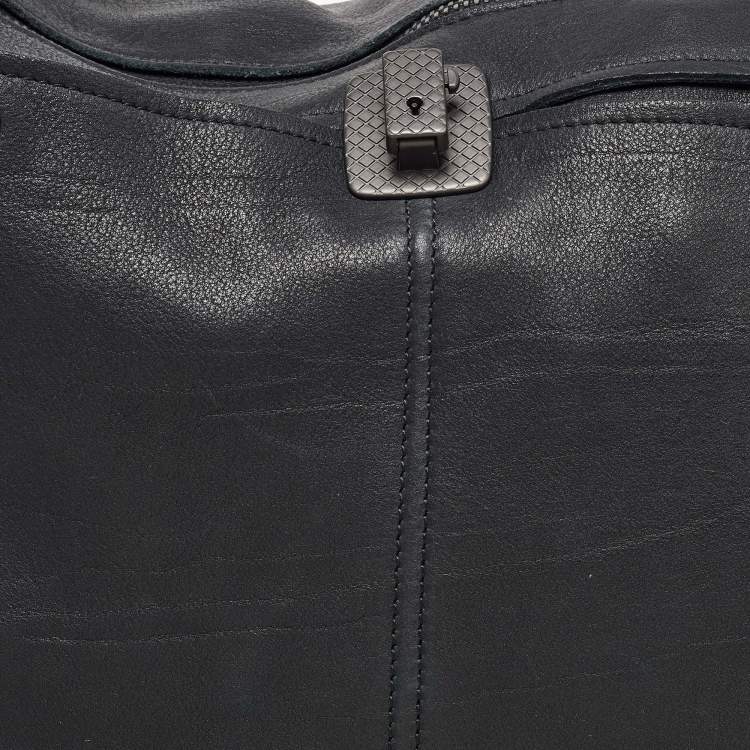 Pre Owned Bottega Veneta Black Leather Tote