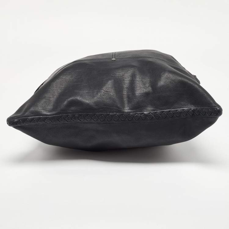Pre Owned Bottega Veneta Black Leather Tote