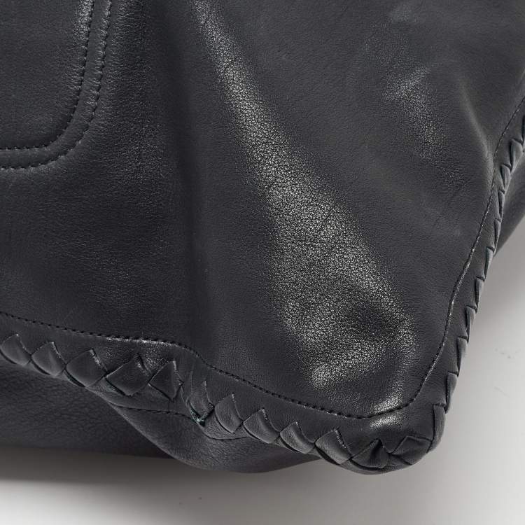Pre Owned Bottega Veneta Black Leather Tote
